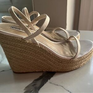 Steve Madden Cream Wedge Sandals with Ankle Straps